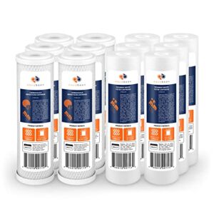 12-PACK of Reverse Osmosis Sediment & CTO Carbon Filters by Aquaboon | Universal 5 Micron 10 inch Cartridges | Compatible with DWC30001, WFPFC8002, FXWTC, WHEF-WHWC, WHKF-WHWC, Pentek DGD series, RFC