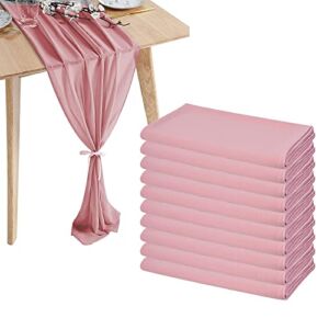 10 Pcs Chiffon Table Runner 10Ft -28×120 Inches Dusty Rose Sheer Chiffon Table Runner Chiffon Romantic Wedding Runner Overlays for Wedding Decor Birthday Party Bridal Baby Shower Table Decoration