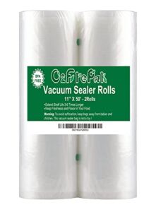 O2frepak 2Pack (Total 100Feet) 11×50 Rolls Vacuum Sealer Bags Rolls with BPA Free,Heavy Duty Vacuum Food Sealer Storage Bags Rolls,Cut to Size Roll,Great for Sous Vide