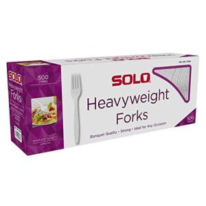 SOLO Cup Company Heavyweight Plastic Cutlery, Forks, Standard, White