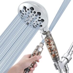 Filtered Shower Head with Handheld, Eolax 9 Settings High Pressure Shower Head with Filter Beads and Pause Mode, Water Softener Filters for Hard Water Remove Chlorine and Harmful Substance