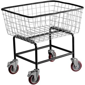 VEVOR Wire Laundry Cart 2.2 Bushel, Wire Laundry Basket With Wheels 20”x15.7”x26”, Commercial Wire Laundry Basket Cart, Galvanized Steel Frame with 5” Casters, Wire Basket Cart for Laundry