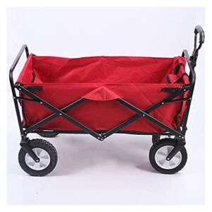 BHUYGV Garden Cart Garden Cart Camping Foldable Trolley Four- Wheel Trolley Cart Shopping and Fishing Multi- Purpose Portable Camping Car (Color : Red)