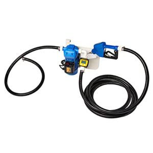 AmazonCommercial DEF Transfer Pump Kit 8GPM/30LPM 120VAC 300W 2.5A with EPDM 20′ Foot Discharge & 5’ Foot Suction Hoses, Hose Barb Tail rings, Plastic Automatic Nozzle, Flow Meter & Wall Mount Bracket