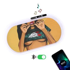 HOKirin Bluetooth Speaker Glow Tray,Led Rolling Light up Tray with Fun Pattern,Switchable 7 Colors of Lights,Rechargeable Illuminated Glow up Tray,Hot Girl,Size 13.8”x7.9”