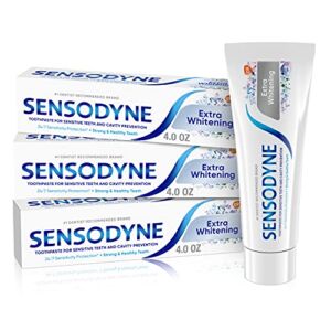 Sensodyne Extra Whitening Sensitive Teeth Whitening Toothpaste – 4 Ounces (Pack of 3)