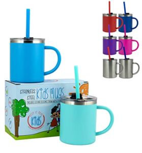 Real Deal Steel “Keep it Real Kids Mugs – 100% BPA Free Kids Coffee Mug for Hot Chocolate – Set of 2