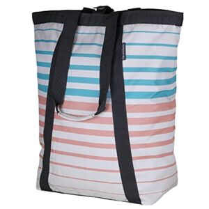 CleverMade Backpack Beach Tote with Mesh Bottom- Large Bag Great for Beach Days and Weekend Trips; Comfortable Carry Straps and Backpack Straps for Dual Carry Options, Teal/Coral