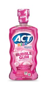 ACT Kids Anticavity Fluoride Rinse Bubble Gum Blowout 16.9 fl. oz. Accurate Dosing Cup, Alcohol Free