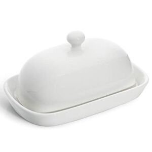 Sweese 306.101 Porcelain Cute Butter Dish with Lid, Perfect for East / West Butter, White