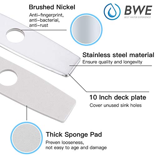 BWE Sink Hole Cover Deck Plate Matching Kitchen Sink Faucet Single Hole or Bathroom Faucet 1-3 Hole Brushed Nickel 10 Inch Escutcheon Stainless Steel Faucet Plate Basin Vanity Sink | The Storepaperoomates Retail Market - Fast Affordable Shopping