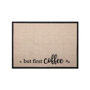 TUNGURIS Coffee Bar Mat, Burlap Coffee Placemat, Coffee Bar Decor, Coffee Bar Accessories, Farmhouse Coffee Station Decoration, Funny Coffee Lovers Gift, Size of 20″ x 14″, But First Coffee