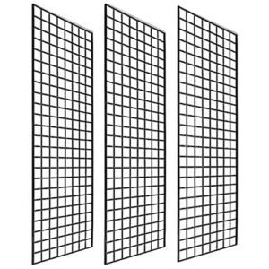 Only Garment Racks #1900B (Box of 3) Grid Panel for Retail Display – Perfect Metal Grid for Any Retail Display, 2’x 6′, 3 Grids Per Carton (Black Finish)