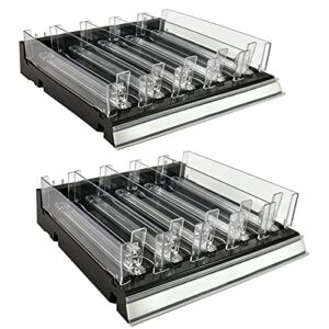 Azar Displays 225830-TALL-BLK Adjustable Tall Divider Bin Cosmetic Tray with Pushers – Customize Slot Size to Product, Black 2-Pack