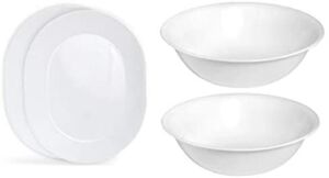 Corelle 12-1/4-Inch Serving Platter, Winter Frost White – 2-Pack with 2-Quart Serving Bowl, Winter Frost White 2PK – Bundle Set of 4