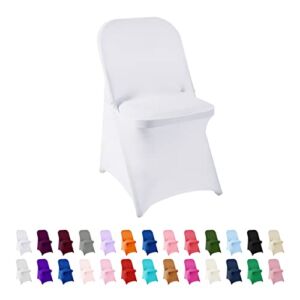 AlGaiety Spandex Chair Cover,25PCS ,Chair Covers,Living Room Folding Chair Covers,Removable Chair Cover Washable Protector Stretch Chair Cover for Party, Banquet,Wedding Event,Hotel(White)