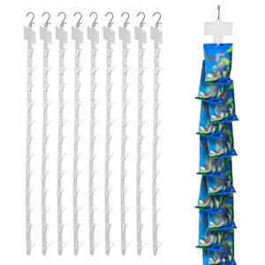 10 Pieces Station Hanging Merchandise Strips with Hooks, Display Merchandise Strips for Retail Display with Label Header