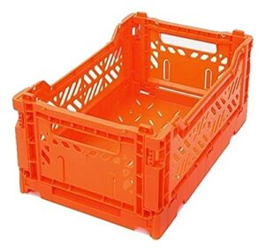 AY-KASA Collapsible Storage Bin Container Basket Tote, Folding Basket Crate Container : Storage, Kitchen, Houseware Utility Basket Tote Crate Mini-Box (Orange)