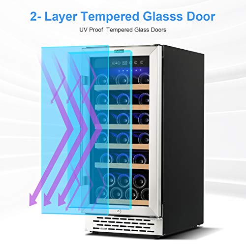 Colzer Classic 15 Inch Wine Cooler Refrigerators, 30 Bottle Fast Cooling Low Noise and No Fog Wine Fridge with Professional Compressor Stainless Steel, Digital Temperature Control Screen Built-in or Freestanding | The Storepaperoomates Retail Market - Fast Affordable Shopping