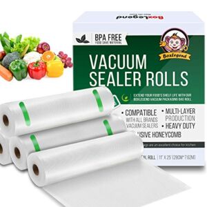 Geniusidea Vacuum Sealer Bags for Food (4Pack 11″x25’ft)