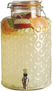 Circleware Glass Beverage Dispenser with Locking Lid Entertainment Glassware Pitcher for Water, Juice, Beer Wine Liquor, Kombucha & Cold Drinks, Huge 2.5 Gallon, Circle Style