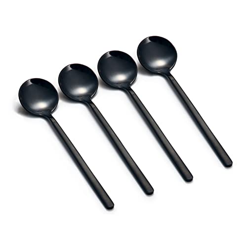 Set of 8 Mini Espresso Spoons 5.3-inch Matte Black Frosted Handle Stainless Steel Coffee Spoons for Dessert Tea Ice Cream Sugar Cake Coffee | The Storepaperoomates Retail Market - Fast Affordable Shopping