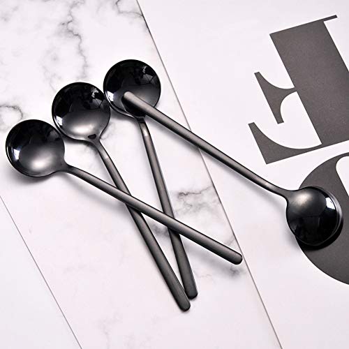 Set of 8 Mini Espresso Spoons 5.3-inch Matte Black Frosted Handle Stainless Steel Coffee Spoons for Dessert Tea Ice Cream Sugar Cake Coffee | The Storepaperoomates Retail Market - Fast Affordable Shopping