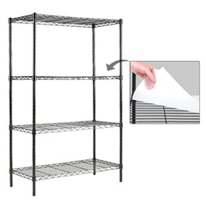 EZPEAKS 4-Shelf Shelving Unit with Shelf Liners Set of 4, Adjustable, Metal Wire Shelves, 150lbs Loading Capacity Per Shelf, Shelving Units and Storage for Kitchen and Garage (30W x 14D x 47H) Black