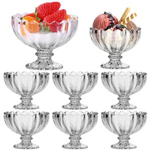Small Footed Tulip Clear Glass Dessert Bowls 4oz,100ml Cute Dessert Cups for Sundae,Fruit,Salad,Snack,Cocktail,Condiment,Ice Cream Cups All Purpose Serving Bowls,Trifle Tasters Bowls For Party 8pcs