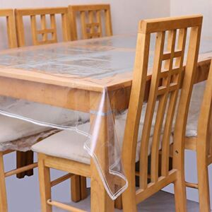 Plastic Tablecloth for Dinning Table, Clear Plastic Transparent Tablecloth Protector Water Proof, Family Party Holidays, Table Covers, Covers for Dining Table. (Rectangle 60″ x 90″)