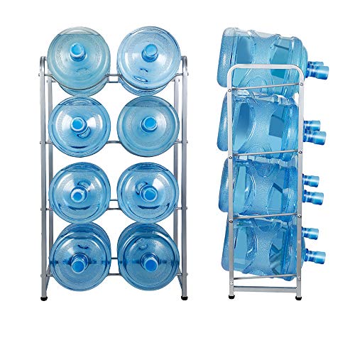 KAX 5-Gallon Water Bottle Holder 8 Trays Water Jug Rack 4-Tier Water Bottle Rack Reinforced Steel Rack for Water Storage Water Bottle Storage Rack for 8 Bottles, Silver | The Storepaperoomates Retail Market - Fast Affordable Shopping