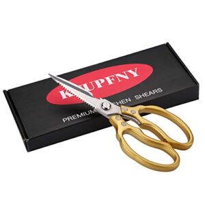 Premium Heavy Duty Kitchen Shears,Ultra Sharp Multi-function Stainless Steel Kitchen Scissors Bottle Opener, Nut Cracker(Gold)