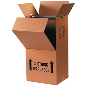 Tape Logic Pre-Printed Wardrobe Moving Boxes, 20 Length x 20 Width x 45 Height, Kraft (Pack of 3)