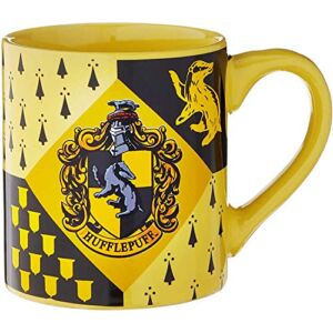 Silver Buffalo Harry Potter Hufflepuff House Crest Ceramic Mug, 14 Ounces