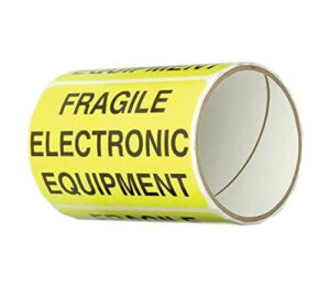 TapeCase Shipping Packing Labels”Fragile Electronic Equipment”, Yellow/Black – 50 per Pack (1 Pack)