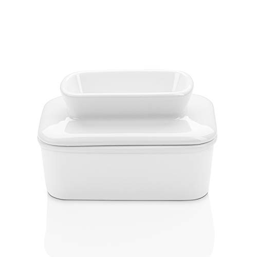 Sweese 310.101 Porcelain Butter Dish with Water – French Butter Keeper Crock – Perfect for West Coast Butter – Spreadable without Refrigeration, White | The Storepaperoomates Retail Market - Fast Affordable Shopping