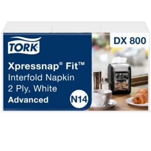Tork Xpressnap Fit White Dispenser Napkin N14, Compostable 2-ply, 36 packs x 120 napkins, DX800