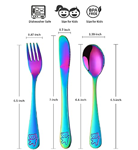 6 Pieces Rainbow Kids Silverware Stainless Steel Child and Toddler Utensils, Children’s Safe Flatware Metal Cutlery Set Includes 2 Children Knives, 2 Forks & 2 Spoons | The Storepaperoomates Retail Market - Fast Affordable Shopping