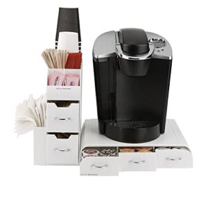 Mind Reader “Combine” 2-Piece Single Serve Coffee Pod Drawer and Condiment Organizer Station, White
