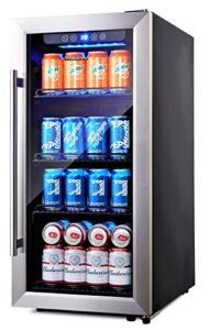 Phiestina PH-CBR100SP 96 Can Compressor Beverage Cooler Air-Cooled Refrigerator Stainless Steel & Glass Door with Handle