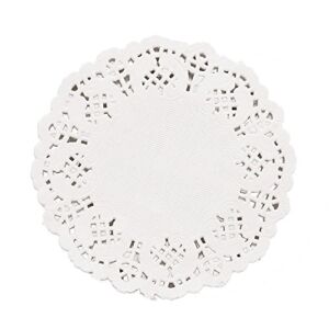 DECORA 3.5inch Round White Lace Paper Doilies for Wedding Tableware Decoration, 100-Pack