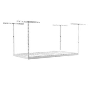 SafeRacks – 2×8 Overhead Garage Storage Rack – White – 24 – 45 Inch Adjustable Height with 400 Pound Weight Capacity