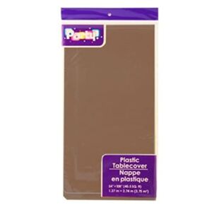 Pack of 4: Disposable Dark Brown / Chocolate Plastic Tablecloths / Table Covers, 54 x 108 inches Each