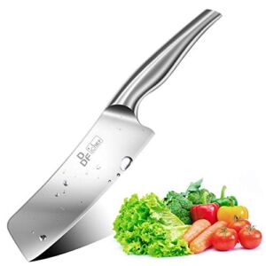 DDF iohEF Nakiri Kitchen Knife, Chef’s Knife In Stainless Steel Professional Cooking Knife, Antiseptic Non-slip Ultra Sharp Knife with Ergonomic Handle Ideal for Kitchen & Restaurant