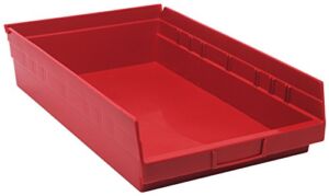 Quantum Storage QSB110RD 8-Pack 4″ Hanging Plastic Shelf Bin Storage Containers, 17-7/8″ x 11-1/8″ x 4″, Red