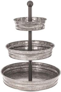 Tiered Tray 3 Tiered Stand Three Tear Serving Tray Farmhouse Cupcake Stand Cupcake Stand Galvanized Metal Tier Tray Three Tier Tray Farmhouse Galvanized Tiered Serving Stand Three Tier Tray