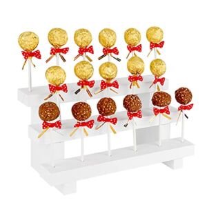 Echaprey Cake pop Lollipop Stand Cake Pop Holder Wood White Cake Pop Stand 3 Tier 17 Hole for Dessert Table of Wedding, Birthday Party, Christmas Day (17 Holes-3 Tier)