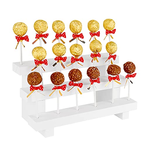 Echaprey Cake pop Lollipop Stand Cake Pop Holder Wood White Cake Pop Stand 3 Tier 17 Hole for Dessert Table of Wedding, Birthday Party, Christmas Day (17 Holes-3 Tier) | The Storepaperoomates Retail Market - Fast Affordable Shopping
