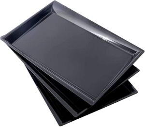 Supernal 12 pack Black Plastic Serving Trays, 15″x10″ PlasticTrays, Plastic Fast Food tray, Heavy duty Platters, Disposable Serving Party Platters Black，Party Serving Trays