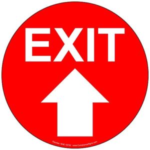 ComplianceSigns.com Exit (with Up Arrow) Heavy Traffic Floor Label Decal for Enter/Exit, 18 Inch Red Self-Adhesive Vinyl
